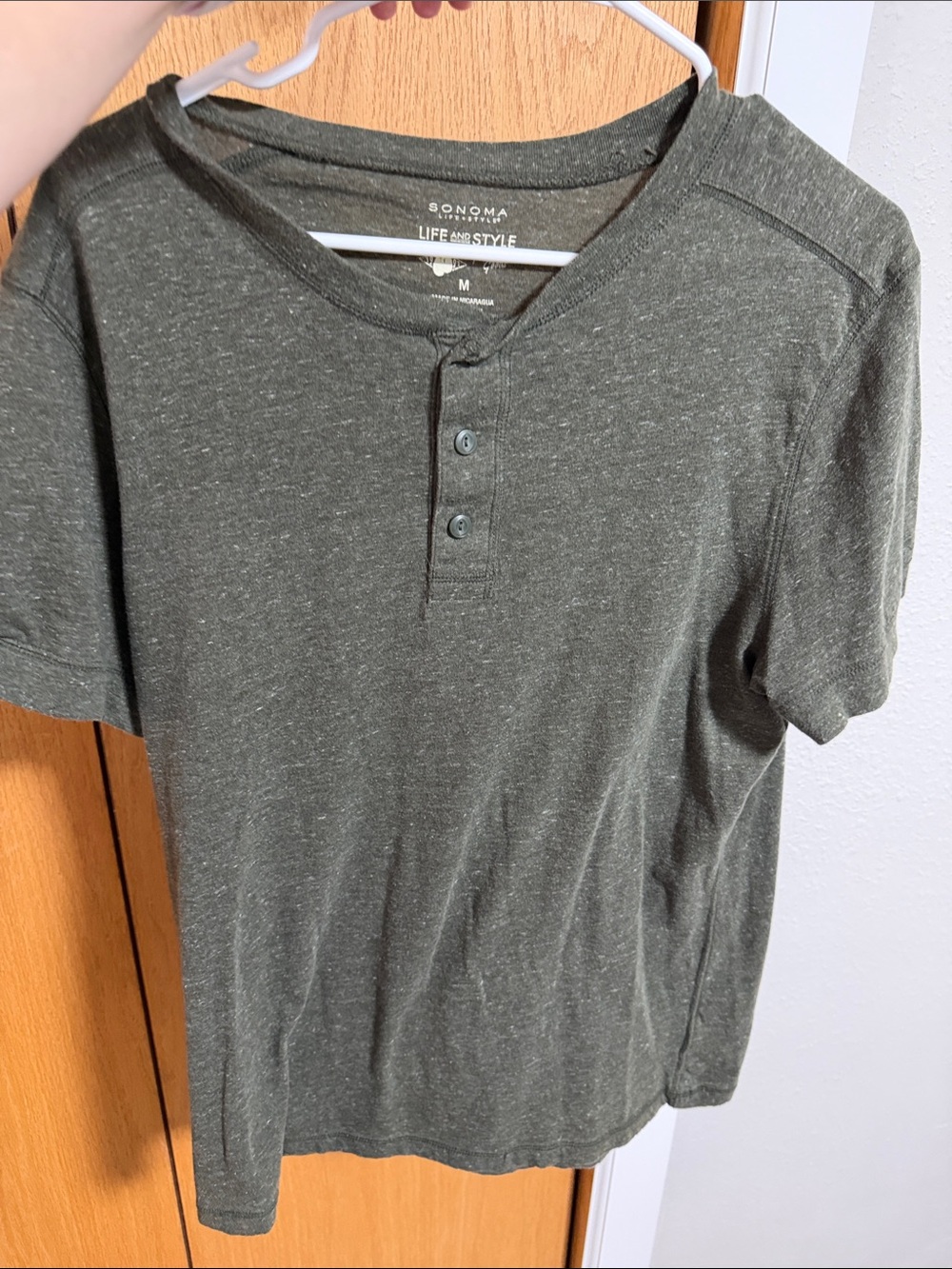 SONOMA Life + Style Olive Henley Tee - Two-Button Neck